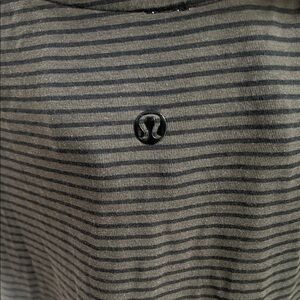 lululemon athletica Black and Gray Striped Short Sleeve Tee